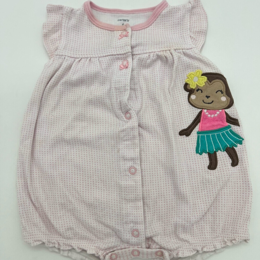 Carters Baby Girl Pink Pills Dots Pretty Monkey Romper 6 Months